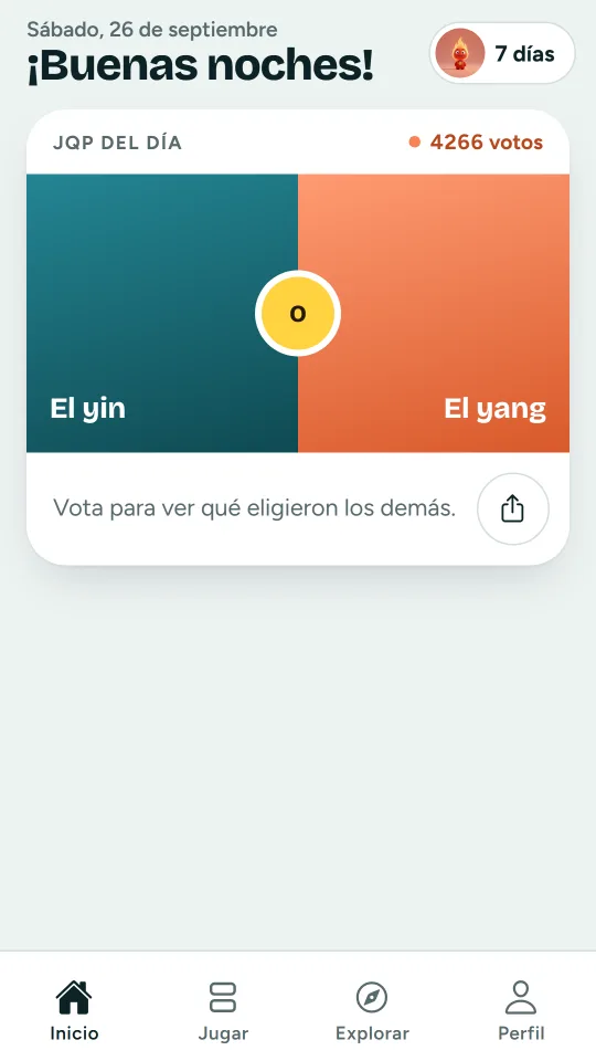 El inicio con el dilema del día y tu racha