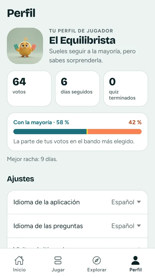 Tu perfil de jugador