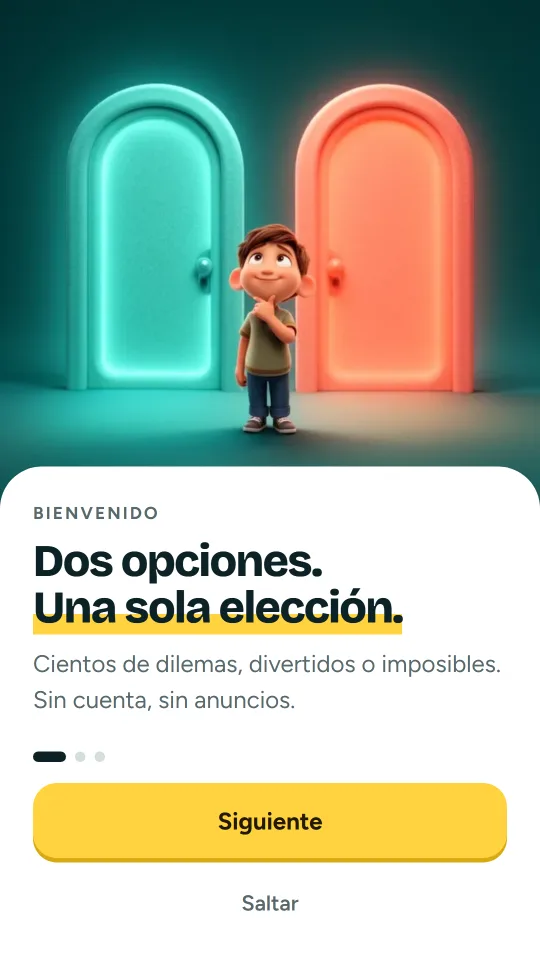 La pantalla de bienvenida